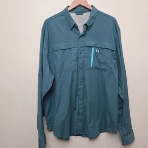 The American Outdoorsman XXL Teal Blue Long‎ Sleeve Fishing Shirt Vented